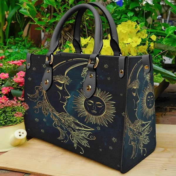 Boho Sun Moon And Stars Hippie Women leather Bag handbag,Boho Woman Handbag,Boho Women Bag and Purses,Custom Leather Bag,Boho Gifts - 1.jpg