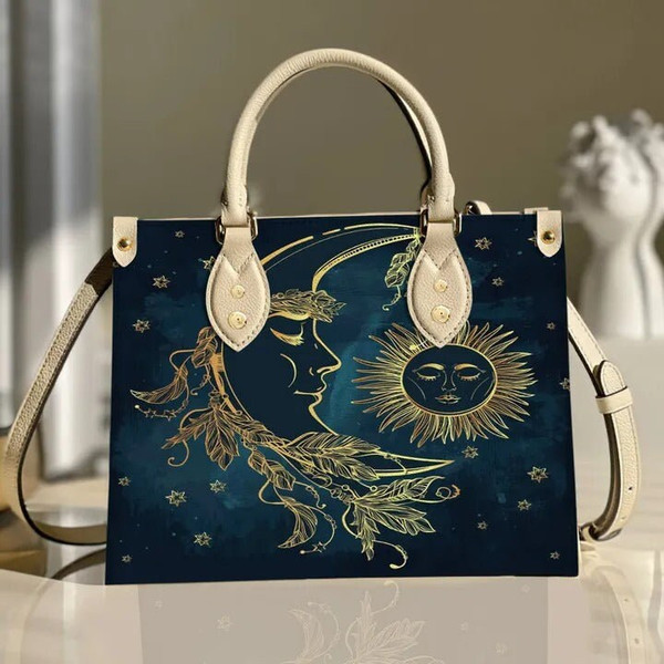 Boho Sun Moon And Stars Hippie Women leather Bag handbag,Boho Woman Handbag,Boho Women Bag and Purses,Custom Leather Bag,Boho Gifts - 3.jpg