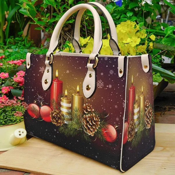 Christmas Candles Women leather Bag Handbag,Christmas Woman Handbag,Christmas Women Bag and Purses,Custom Leather Bag Handbag,Christmas Gift - 3.jpg