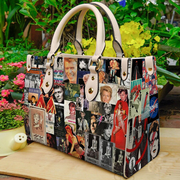 David bowie women leather hand bag, David bowie Lovers Handbag, Custom Leather Bag, Music Woman Handbag, Personalized Bag, Shopping Bag - 1.jpg