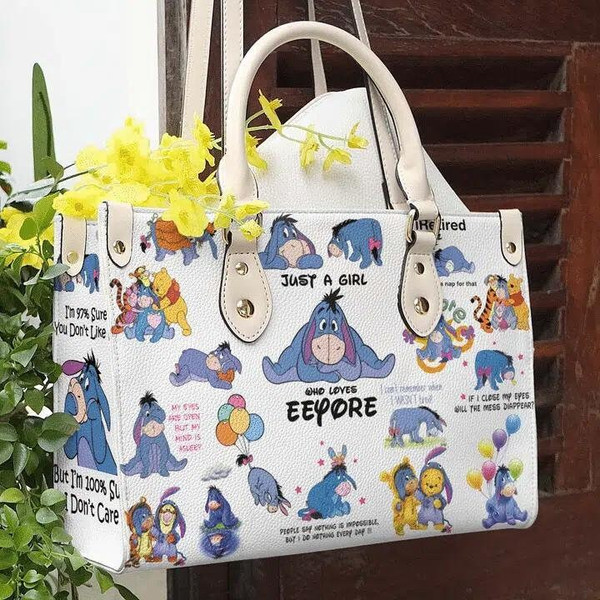 Eeyore Winnie The Pooh Women leather hand bag,Eeyore Woman Handbag,Eeyore Lover's Handbag,Custom Leather Bag,Personalized Bag,Shopping Bag - 1.jpg