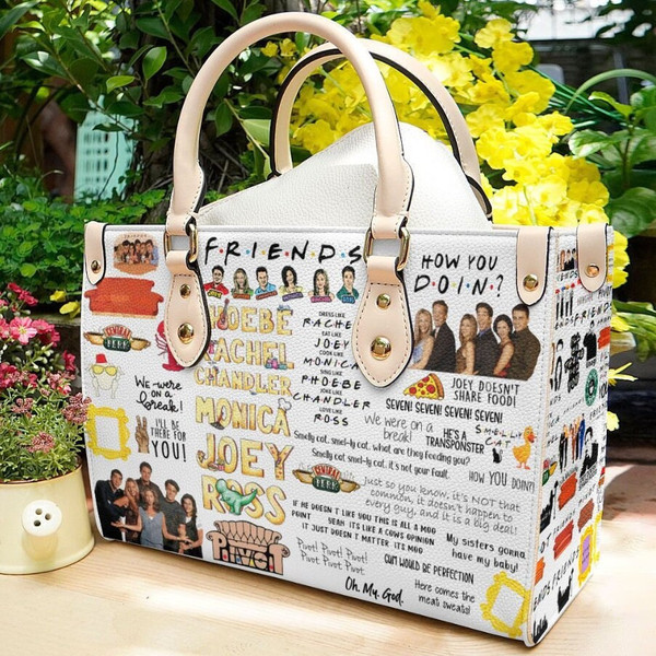 Friends TV Show women leather hand bag, Friends Lover Handbag, Custom Leather Bag, TV Show Woman Handbag, Personalized Bag, Shopping Bag - 2.jpg
