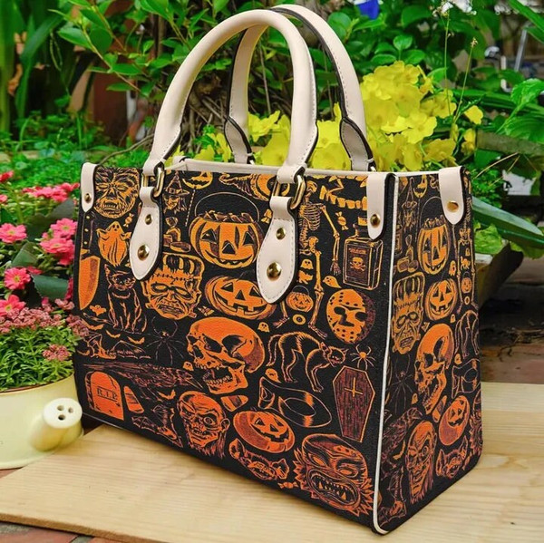 Horror Movies Skull Women leather Bag Handbag,Halloween Woman Handbag,Halloween Women Bag and Purses,Custom Leather Bag Shopping Handbag - 2.jpg