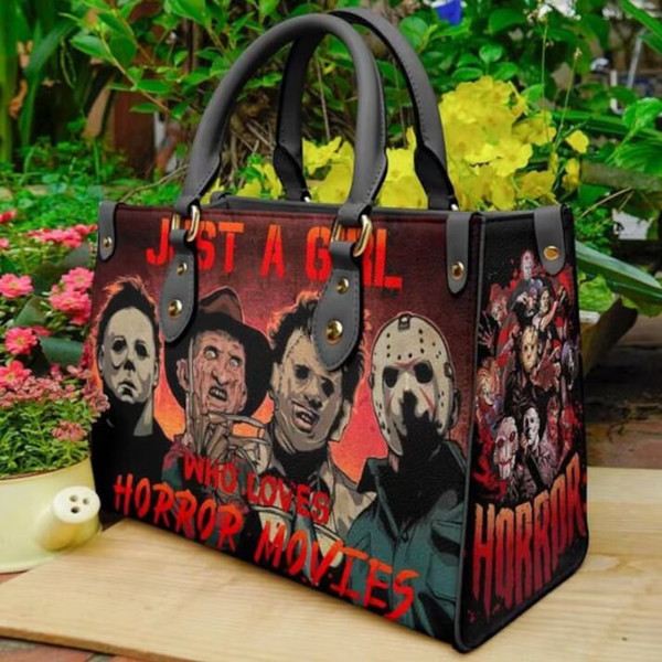 Just a Girl Who Loves Horror Movie Leather Bag, Halloween Women Bags and Purses ,Halloween Women Handbag,Halloween Gifts,Halloween Women Bag - 2.jpg