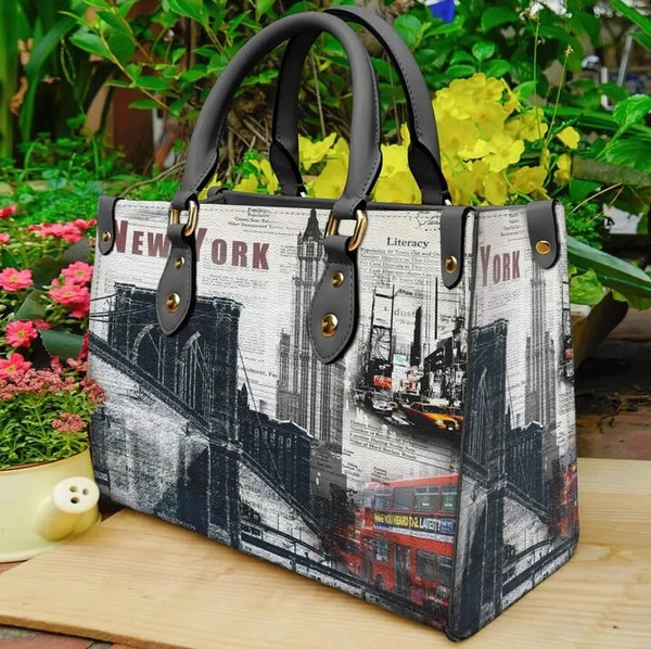 New York City Art Women leather Bag Handbag,New York City Art Woman Handbag,New York City Art Women Bag and Purse,Custom Leather Bag Handbag - 1.jpg