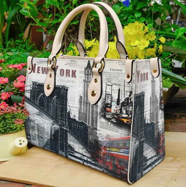 New York City Art Women leather Bag Handbag,New York City Art Woman Handbag,New York City Art Women Bag and Purse,Custom Leather Bag Handbag - 2.jpg