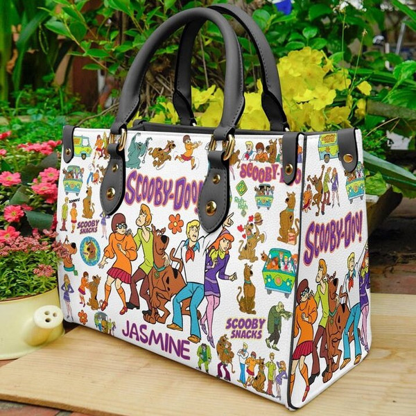 Scooby-doo women leather hand bag, Scooby-doo Woman Handbag, Scooby-doo Lover's Handbag, Custom Leather Bag, Personalized Bag, Shopping Bag - 1.jpg