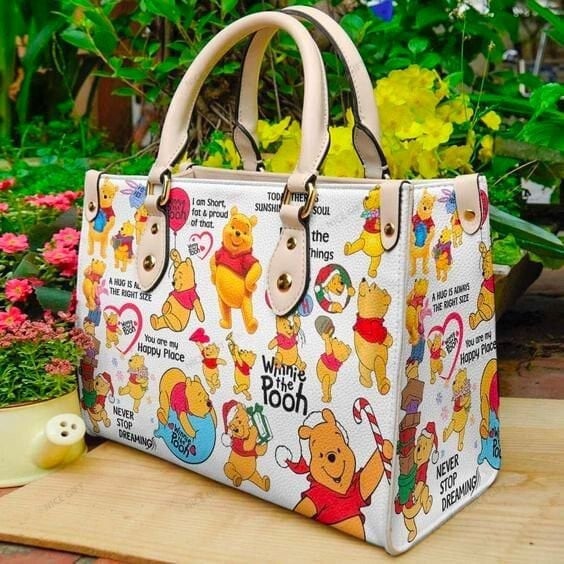 Winnie The Pooh Women leather hand bag,Pooh Woman Handbag,Pooh Lover's Handbag,Custom Pooh  Leather Bag,Personalized Bag,Shopping Bag - 1.jpg