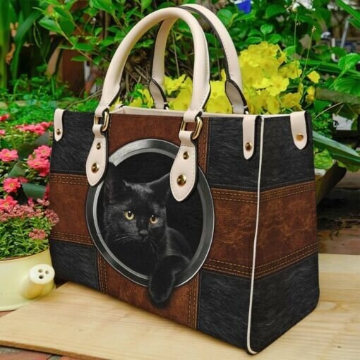 Cat Leather Handbag, Black Cat bag,Personalized Gift for Cat Lovers, Cat Mom, Cat Leather Bag ,Women Personalized Leather bag - 2.jpg