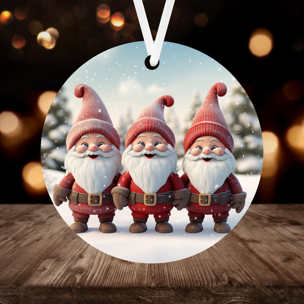 Gnome Christmas Ornament  Sublimation Round Ornament PNG