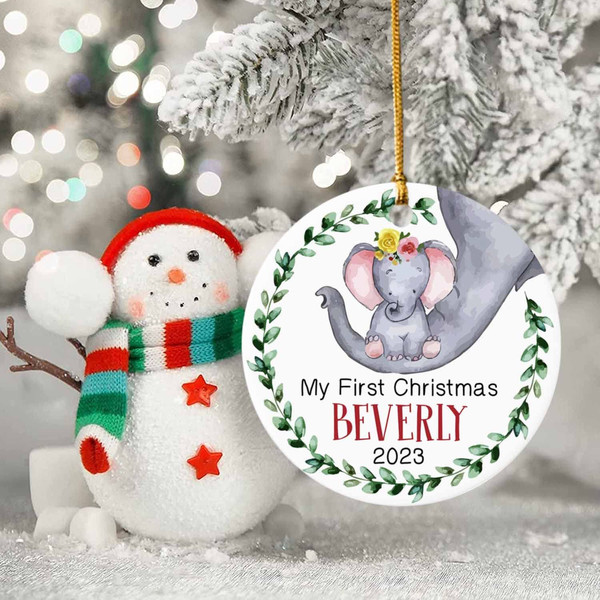 Baby Ornament - Personalized My First Christmas Ornament with Baby Name - Customized Baby Elephant Ornament  - Baby Christmas Ornaments - 4.jpg