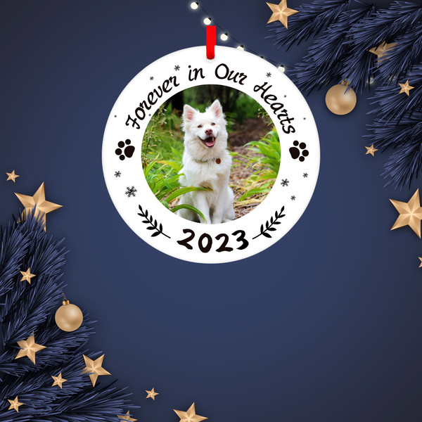 Custom Dog Photo Frame Ornament, 2023 Memorial Ornamens, Paw Prints Pet Gifts, Sympathy Remembrance Gifts for Loss of Dog Cat Pet, Xmas Gift - 3.jpg