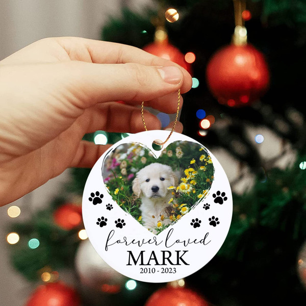 Custom Dog Photo Ornament 2023, Forever Loved Dog Christmas Ornament, Personalized Dog Christmas Photo Ornament, Memorial Gift to Pet Lover - 4.jpg