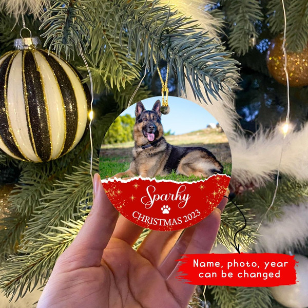 Custom Pet Christmas Ornament with Photo Name, Personalized Dog Christmas Photo Frame Ornament 2023, Add Picture Pet Dog Cat Ornament Gift - 5.jpg