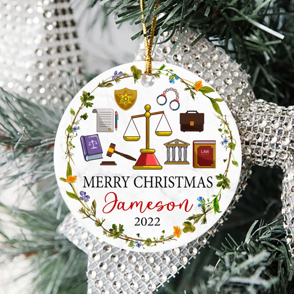 Lawyer Ornament, Personalized Law School Student Ornament Gift for Graduation Christmas 2023, Lawyer Judge Scales of Justice Xmas Ornament - 1.jpg