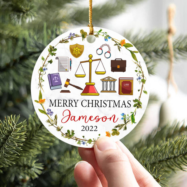 Lawyer Ornament, Personalized Law School Student Ornament Gift for Graduation Christmas 2023, Lawyer Judge Scales of Justice Xmas Ornament - 4.jpg