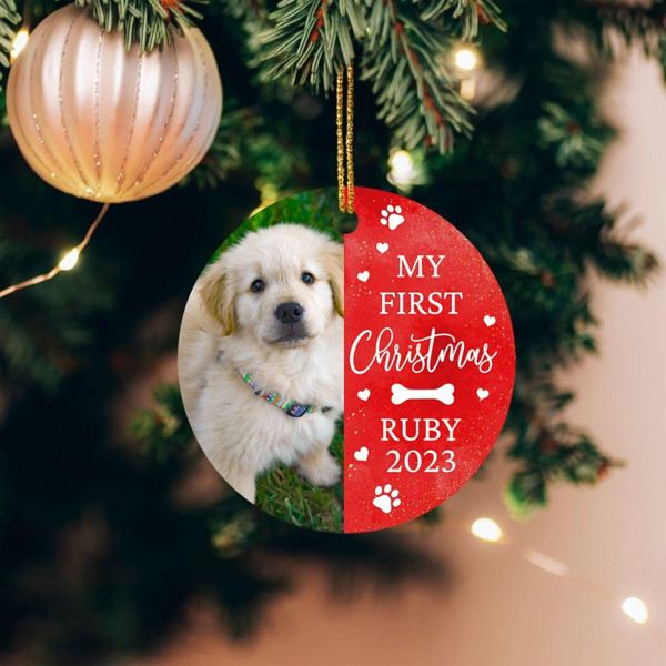 My First Christmas Dog Photo Ornament, Photo Frame Personalized Puppy's 1st Xmas Tree Ornaments Gifts for Dog Lovers, New Dog Ornament Gift - 1.jpg