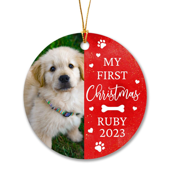 My First Christmas Dog Photo Ornament, Photo Frame Personalized Puppy's 1st Xmas Tree Ornaments Gifts for Dog Lovers, New Dog Ornament Gift - 2.jpg
