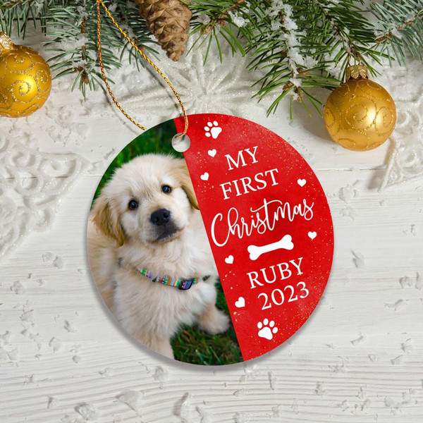 My First Christmas Dog Photo Ornament, Photo Frame Personalized Puppy's 1st Xmas Tree Ornaments Gifts for Dog Lovers, New Dog Ornament Gift - 4.jpg