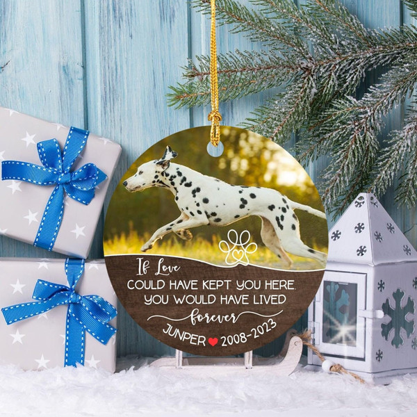 Personalized Dog Memorial Keepsake Photo Ornament Christmas 2023, Add Photo If Love Could Have Kept You Here, Picture Sympathy Keepsake Gift - 1.jpg