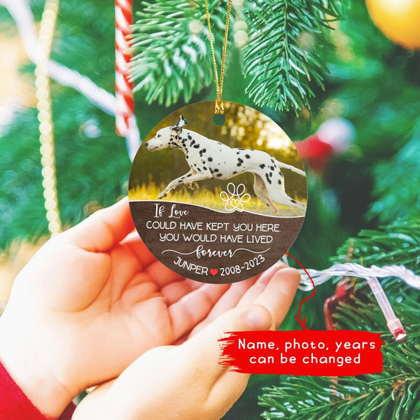 Personalized Dog Memorial Keepsake Photo Ornament Christmas 2023, Add Photo If Love Could Have Kept You Here, Picture Sympathy Keepsake Gift - 5.jpg