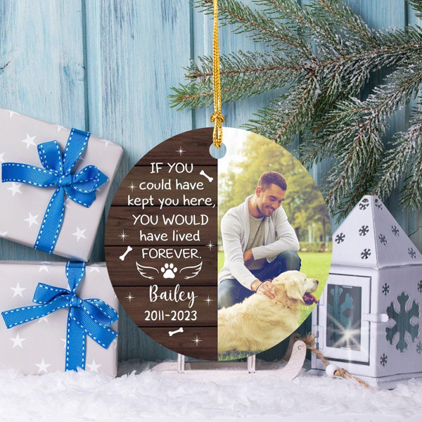 Personalized Dog Photo Memorial Christmas Ornament 2023, If Love Could Have Kept You Here Ornament, Custom Name Pet Remembrance Keepsake - 1.jpg