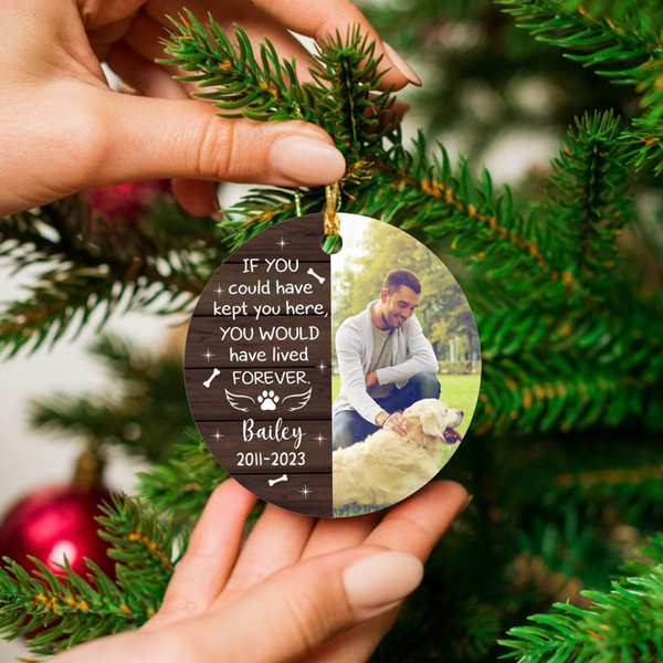 Personalized Dog Photo Memorial Christmas Ornament 2023, If Love Could Have Kept You Here Ornament, Custom Name Pet Remembrance Keepsake - 3.jpg