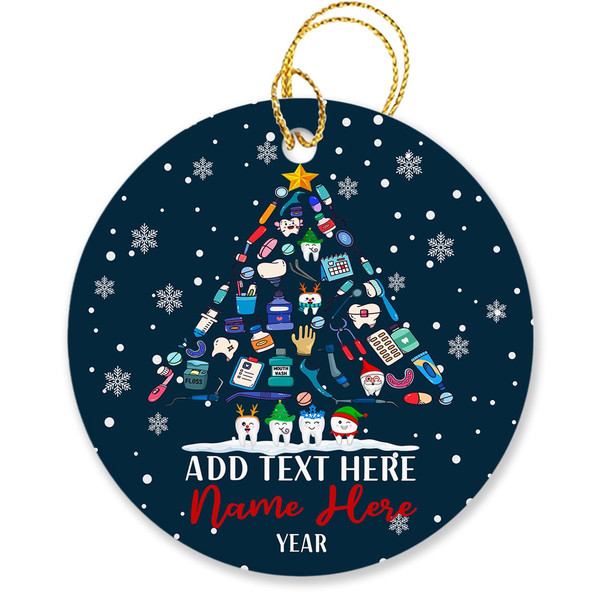 Personalized Text Year Name Ornament Christmas for Men Women Dentist Orthodontist Dental Assistant Hygienist Tooth, Tooth Dentist Ornament - 2.jpg