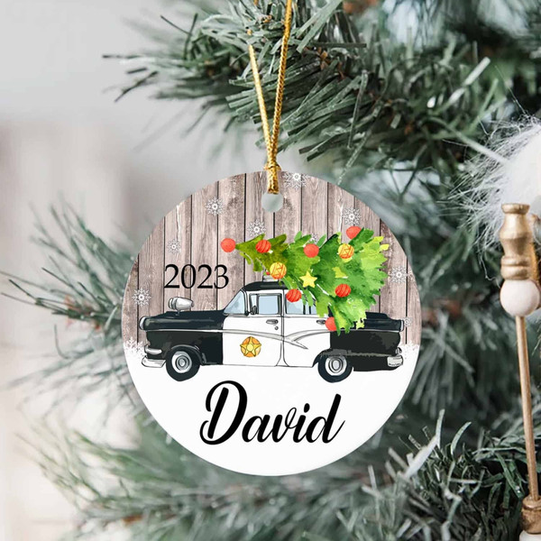 Police Car Christmas Ornament, Personalized Police Car Ornament Xmas 2022, Custom Keepsake Gift for Kids Newborn New Parents, - 1.jpg