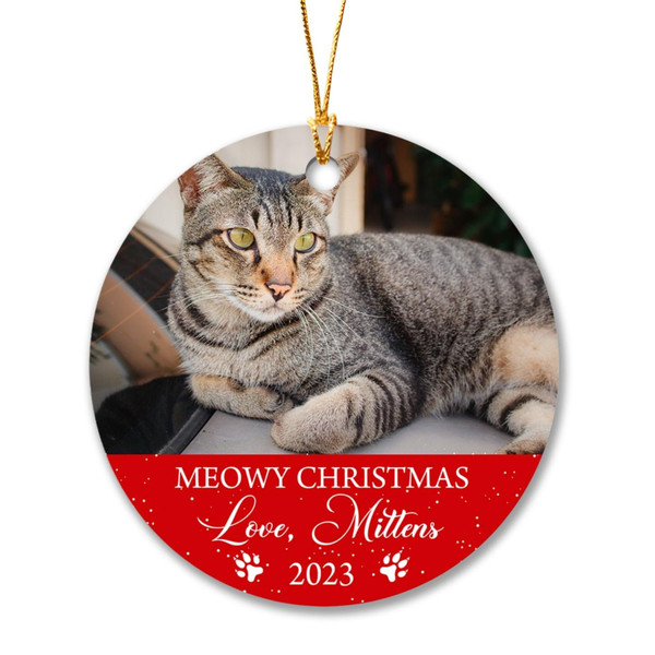 Picture Meowy Christmas Ornament, Personalized Photo Pet Cat Ornaments Gift for Cat Mom Cat Dad Cat Lovers, Cat Picture Frame Ornament - 2.jpg
