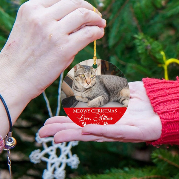 Picture Meowy Christmas Ornament, Personalized Photo Pet Cat Ornaments Gift for Cat Mom Cat Dad Cat Lovers, Cat Picture Frame Ornament - 4.jpg