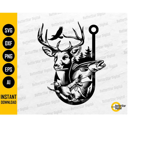 Outdoor Hunting SVG | Fish Hook SVG | Duck Hunt SVG | Deer Hunter T-Shirt  Decal Gift | Cricut Cut File Clipart Vector Di