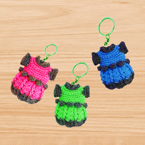 a crochet dress keychain pattern