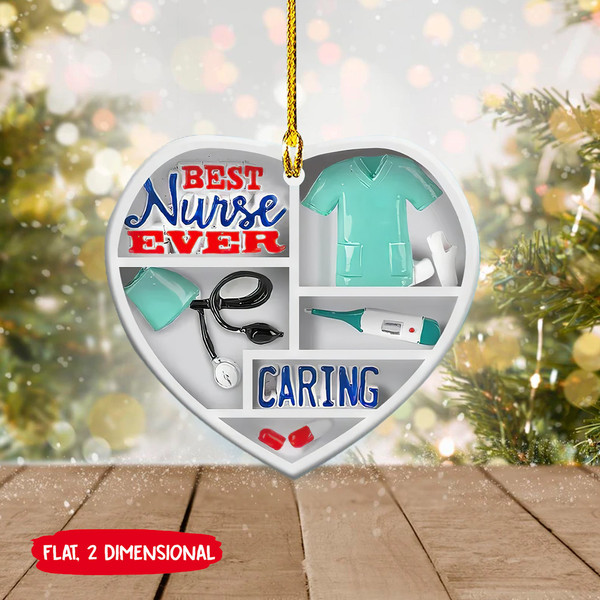 Best Nurse Ever Caring Ornament for Nurse, Nurse Appreciation Ornament, Christmas Nurse Ornament, Nurse Keepsake, Nurse Christmas Ornament - 1.jpg