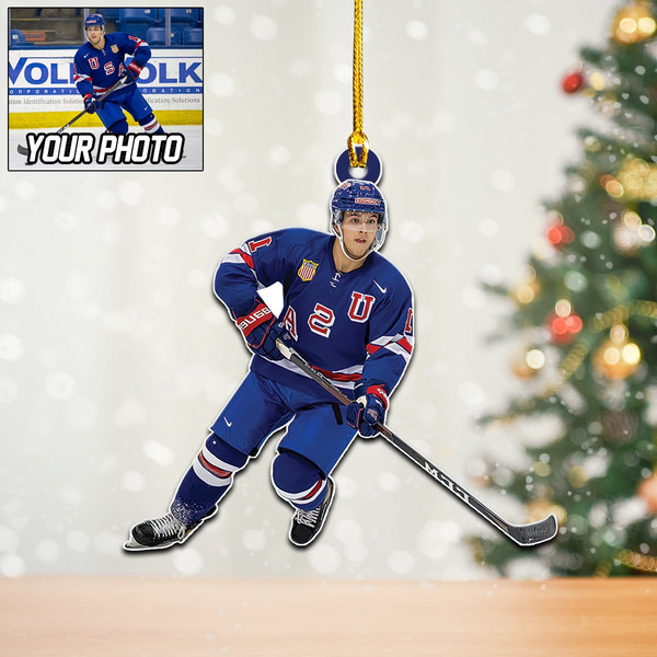 Hockey Ornament, Hockey Player Gift, Custom Photo Hockey Ornament, Hockey Lover Gift, Christmas Ornament - 1.jpg