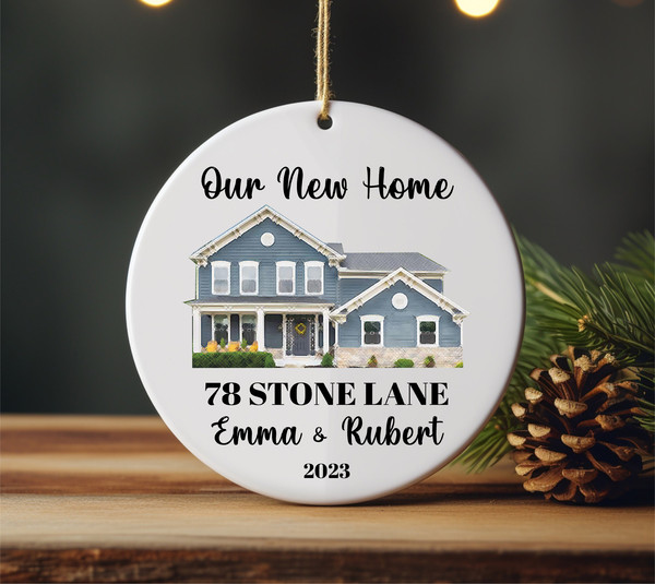 Custom Watercolor House Portrait Ornament, Personalized Housewarming Gift, First Home Portrait Photo Ornament, Realtor Closing Gift - 2.jpg