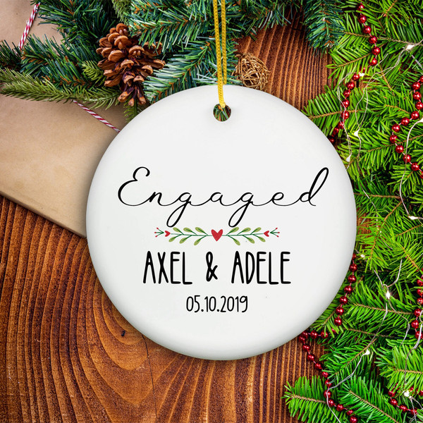 Engaged Date Ornament, Christmas Engaged Ornament 2023, Personalized Engagement Keepsake, Engaged Couples Gift, Marriage Announcement Gift - 1.jpg