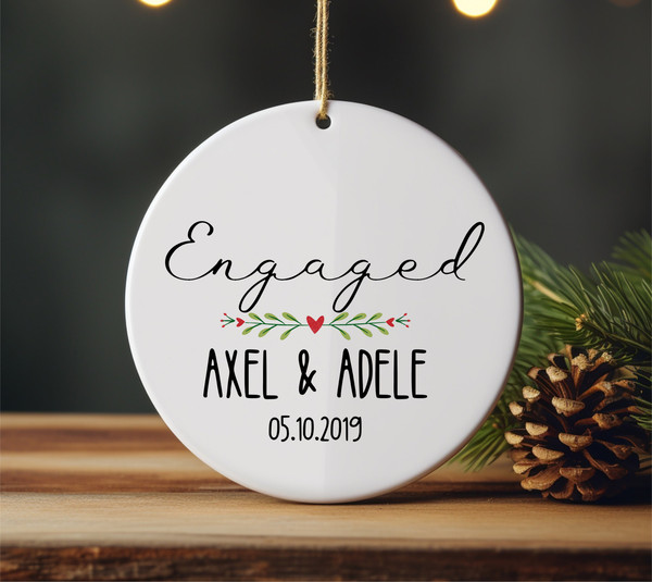 Engaged Date Ornament, Christmas Engaged Ornament 2023, Personalized Engagement Keepsake, Engaged Couples Gift, Marriage Announcement Gift - 4.jpg