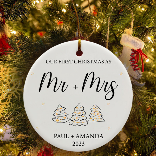 First Christmas Married Ornament, Mr and Mrs Tree Christmas Ornament, Our First Christmas Married as Mr and Mrs Ornament, Personalized Gift - 3.jpg