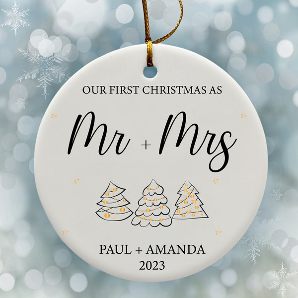 First Christmas Married Ornament, Mr and Mrs Tree Christmas Ornament, Our First Christmas Married as Mr and Mrs Ornament, Personalized Gift - 4.jpg