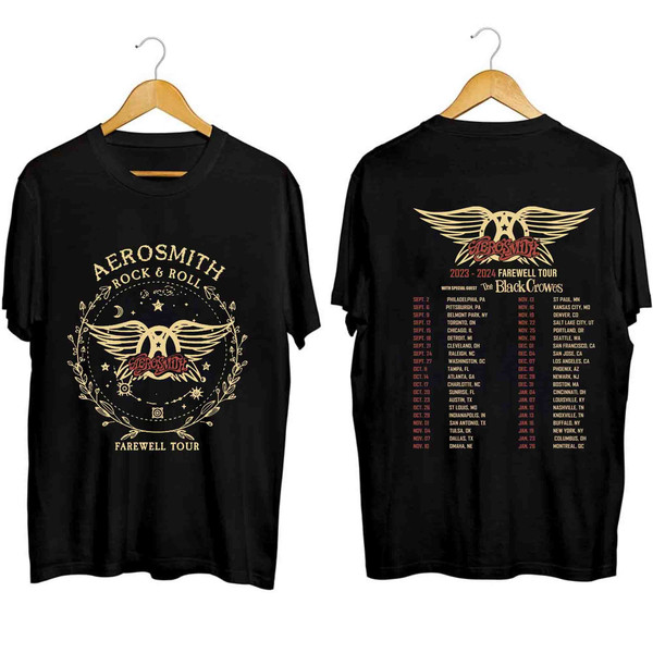 Aerosmith 2023 - 2024 Peace Out Farewell Tour with The Black Crowes Tour Shirt, Aerosmith Band Fan Shirt, Aerosmith 2023 Concert Shirt - 1.jpg