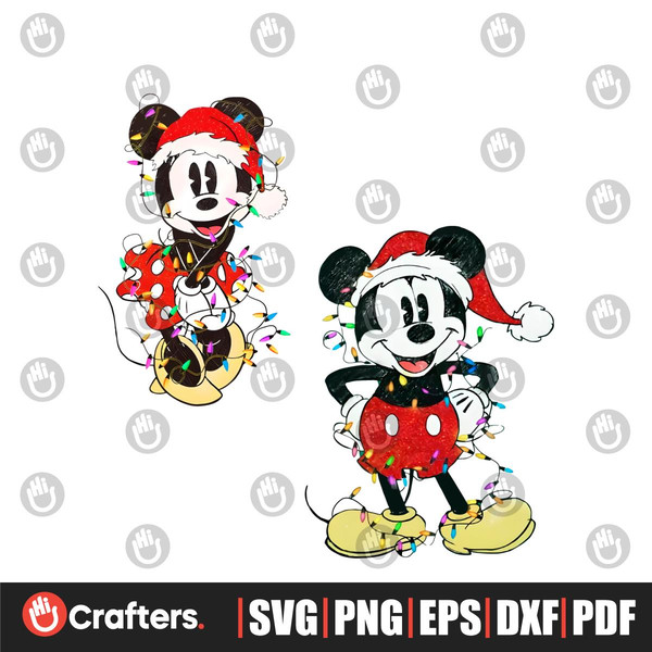 Disney Couples Mickey and Minnie Mouse Christmas Lights PNG - Inspire Uplift