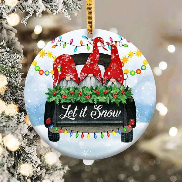 Let It Snow Gnome Truck Ornament Png, Round Christmas Ornament, PNG Instant Download, Xmas Ornament Sublimation Designs Downloads - 3.jpg