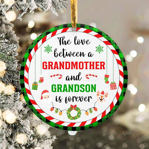 The Love Between Grandmother and Grandson Ornament Png, Round Christmas Ornament, PNG Instant Download, Xmas Ornament Sublimation Designs - 1.jpg