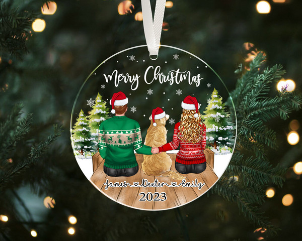 Couple with Dogs Christmas Ornament, Custom Couple Ornament, New Family Ornament, Custom Family Christmas Ornament, Family with Dogs - 10.jpg