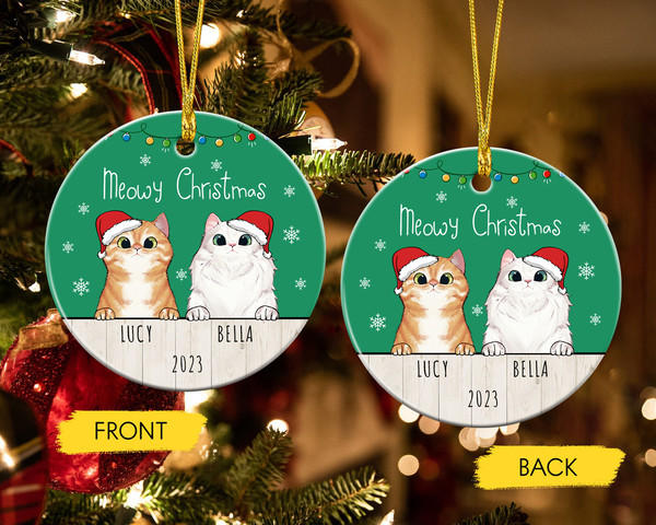 Custom Cat Ornament, Cat Christmas Ornament, Cat Mom Ornament, Meowy Christmas, Meowy Catmas Ornament, Cat Mom Gifts, Cat Dad Gifts - 6.jpg