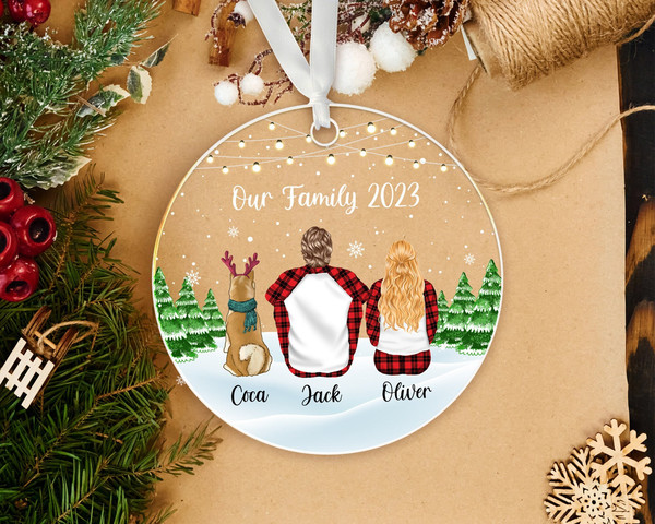 Custom Family Ornament, Couple With Pet Ornament, Family With Pet Ornament, 2023 Christmas Ornament, Custom Dog Ornament, Pet Ornament - 1.jpg