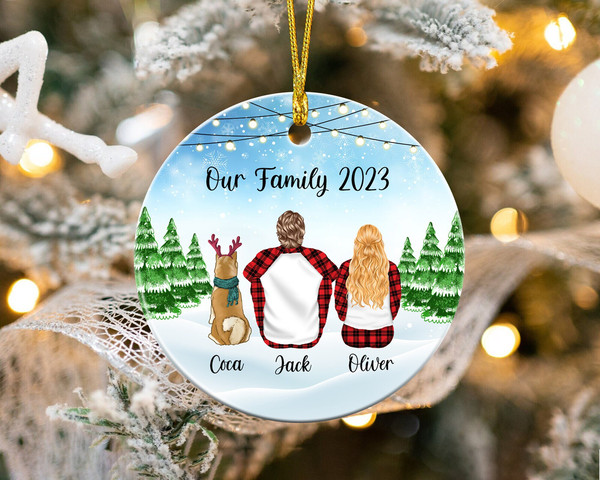Custom Family Ornament, Couple With Pet Ornament, Family With Pet Ornament, 2023 Christmas Ornament, Custom Dog Ornament, Pet Ornament - 10.jpg