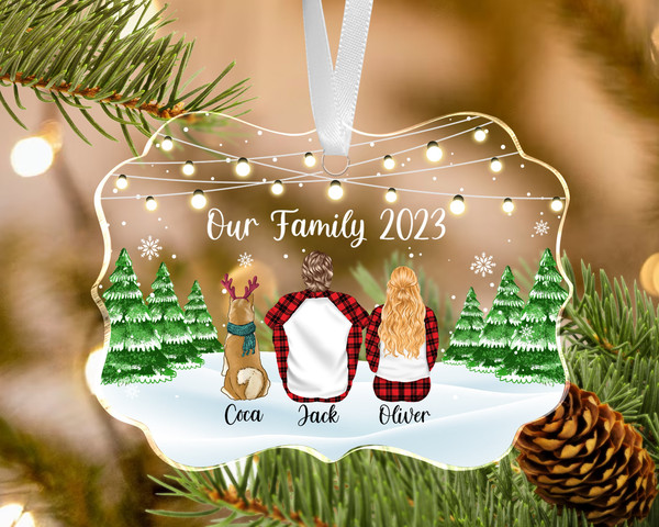 Custom Family Ornament, Couple With Pet Ornament, Family With Pet Ornament, 2023 Christmas Ornament, Custom Dog Ornament, Pet Ornament - 8.jpg