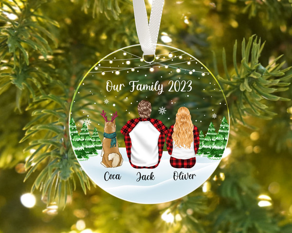 Custom Family Ornament, Couple With Pet Ornament, Family With Pet Ornament, 2023 Christmas Ornament, Custom Dog Ornament, Pet Ornament - 9.jpg